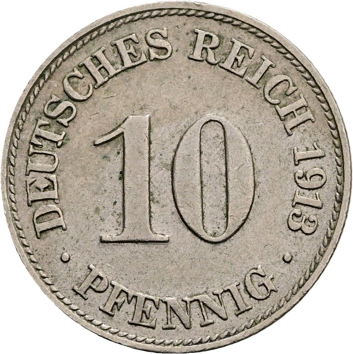 10 Pfennig 1913 D – Vorderseite