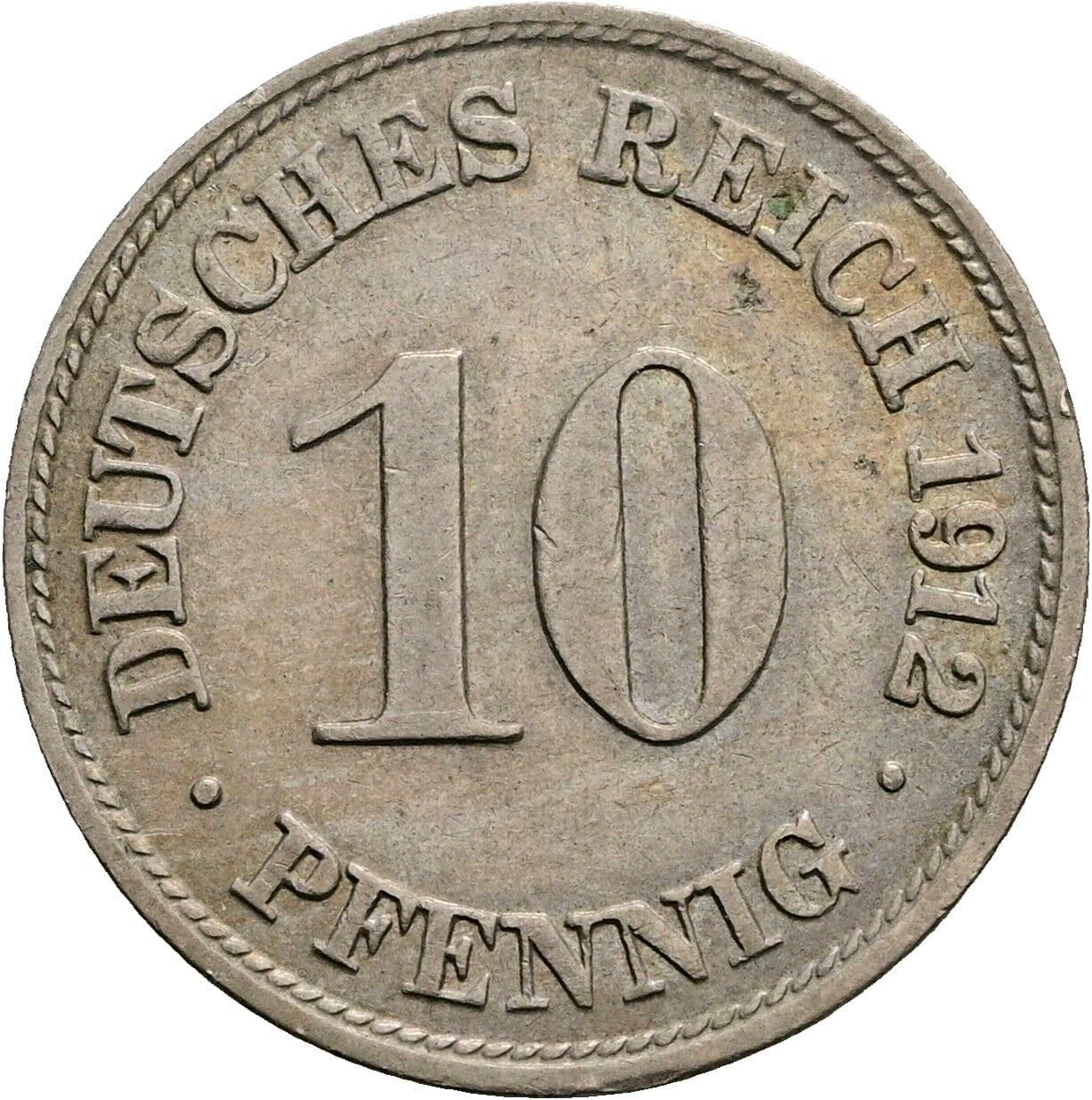 10 Pfennig 1912 D – Vorderseite