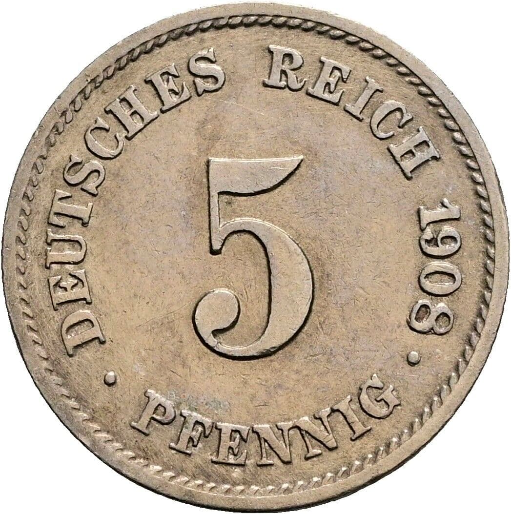 5 Pfennig 1908 G – Vorderseite