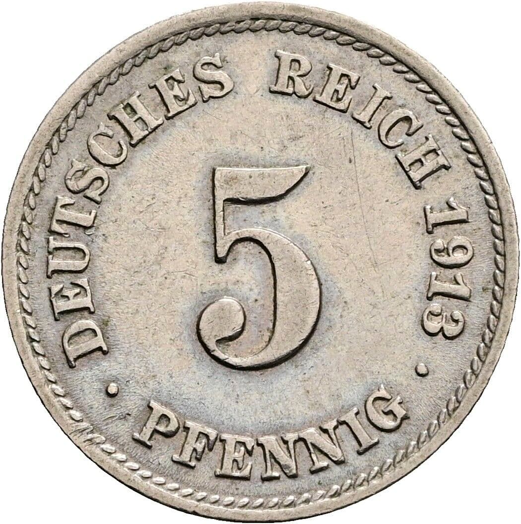 5 Pfennig 1913 F – Vorderseite