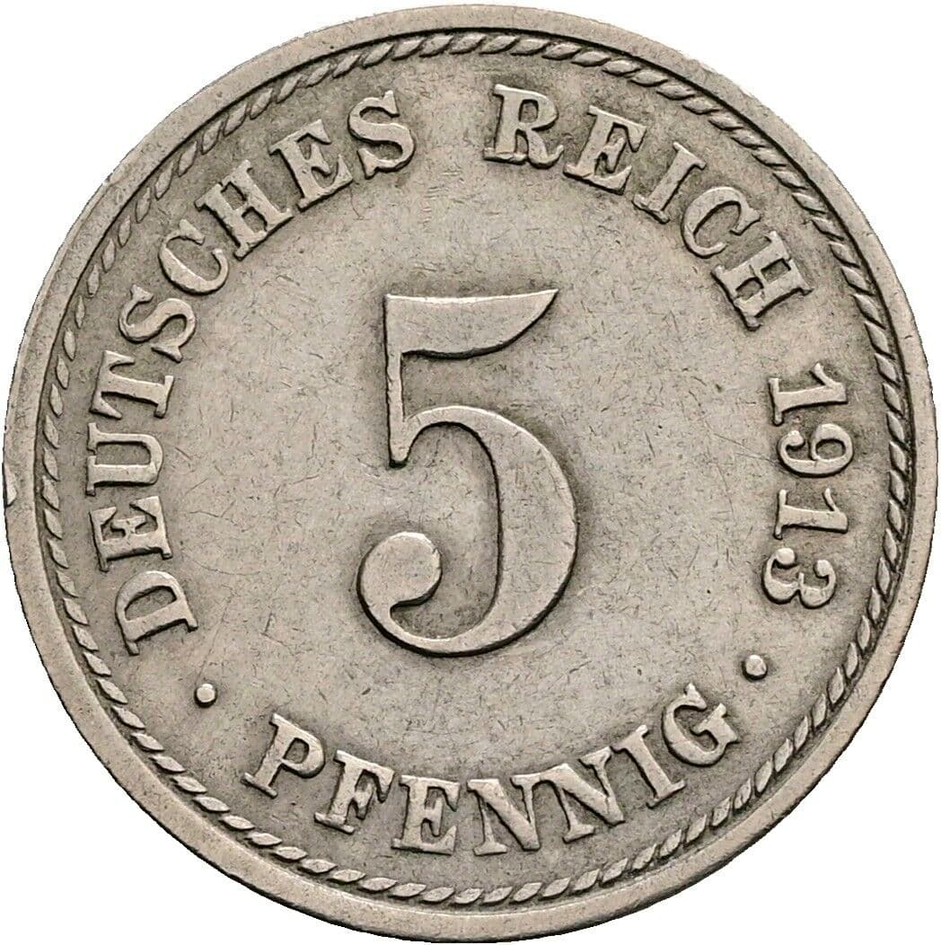 5 Pfennig 1913 A – Vorderseite