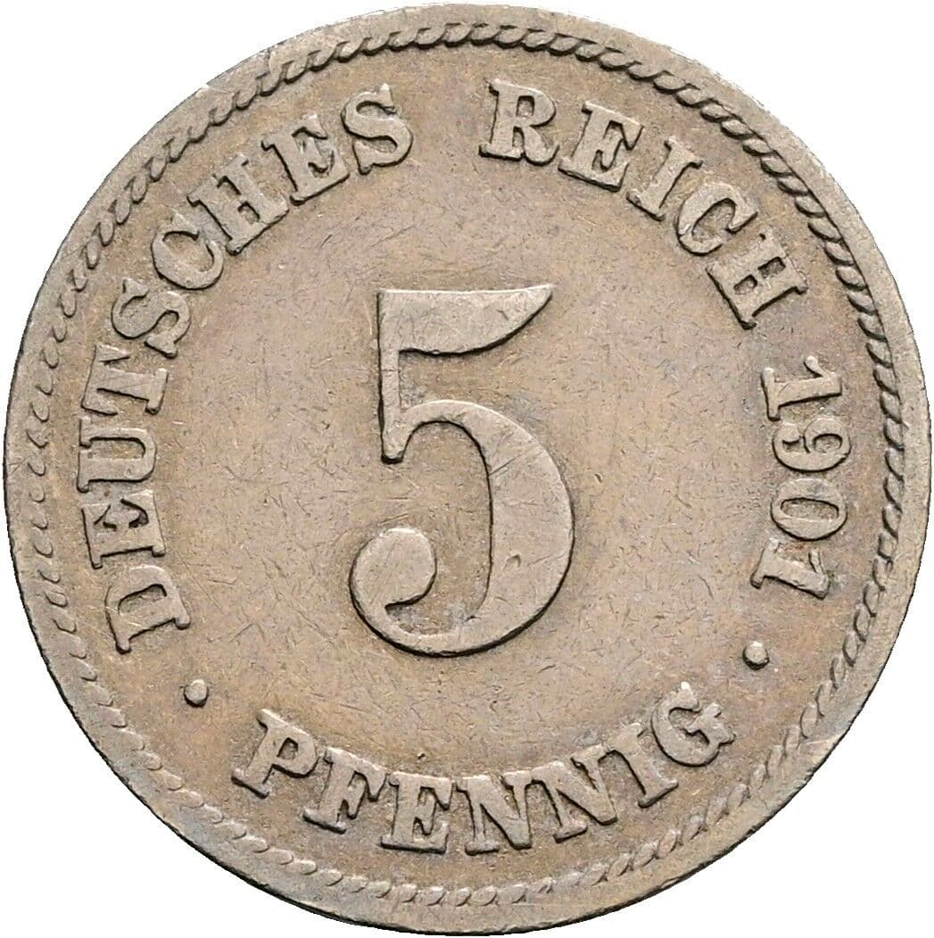 5 Pfennig 1901 F – Vorderseite