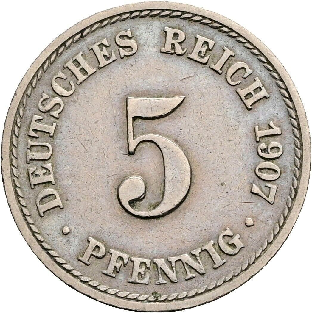 5 Pfennig 1907 A – Vorderseite