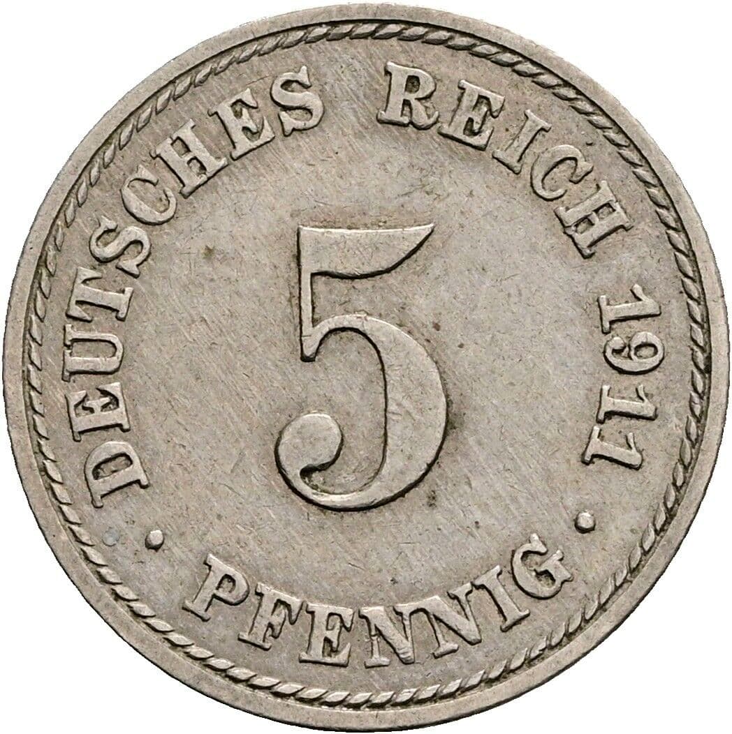 5 Pfennig 1911 A – Vorderseite