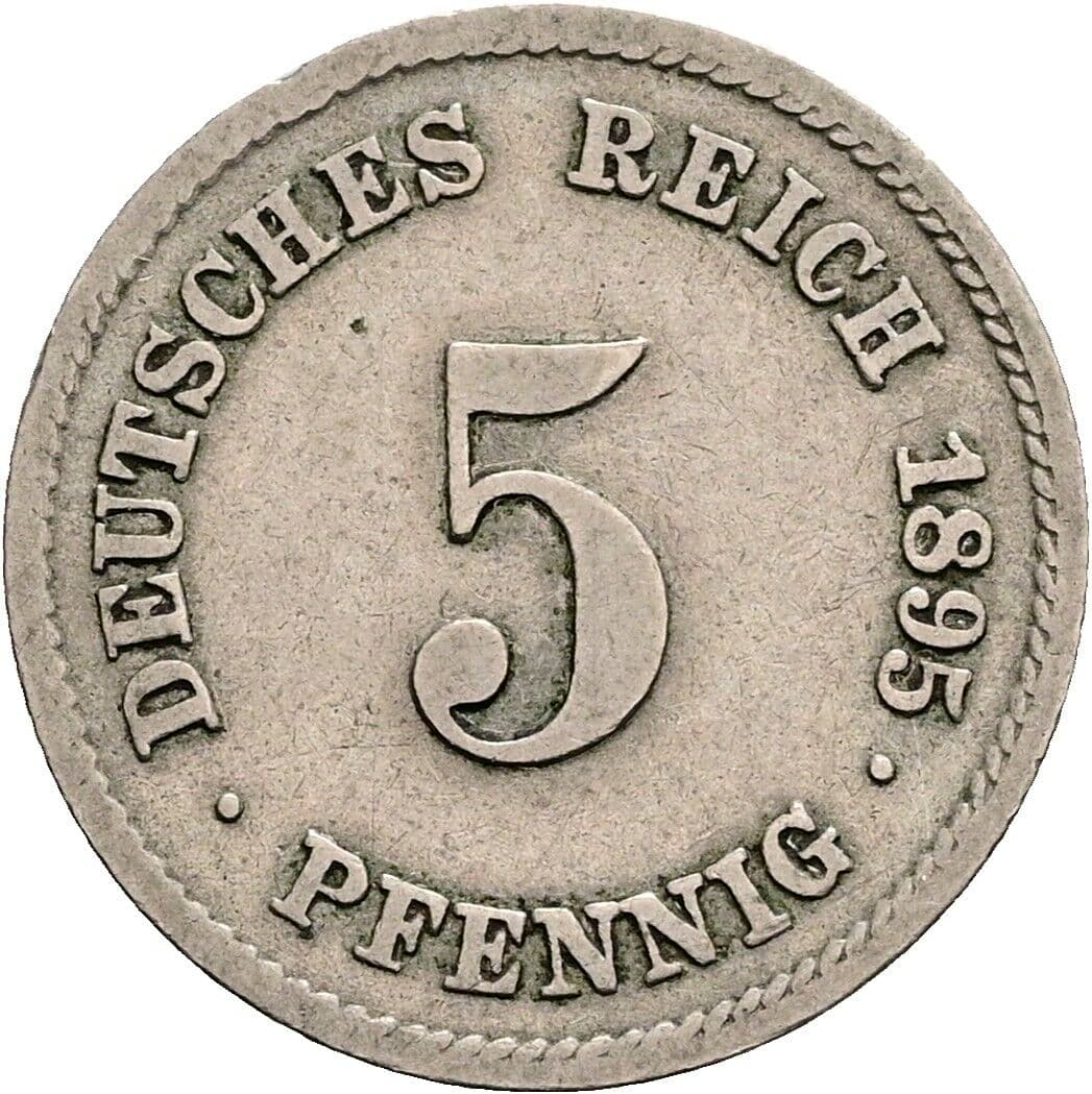 5 Pfennig 1895 F – Vorderseite