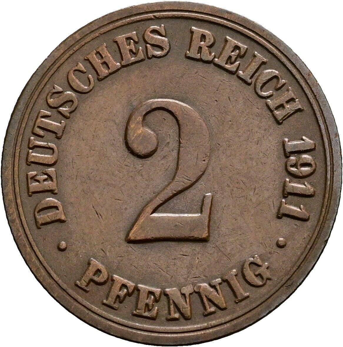 2 Pfennig 1911 A – Vorderseite