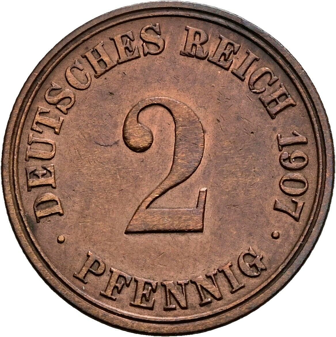 2 Pfennig 1907 A – Vorderseite