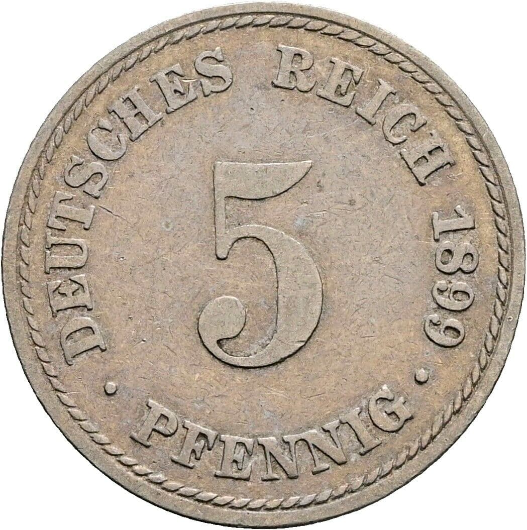 5 Pfennig 1899 A – Vorderseite