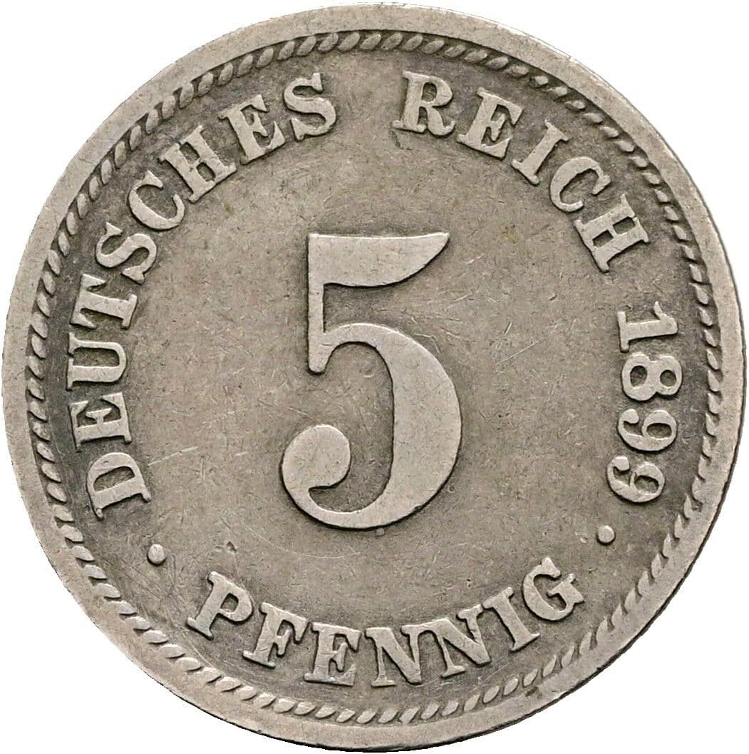 5 Pfennig 1899 D – Vorderseite