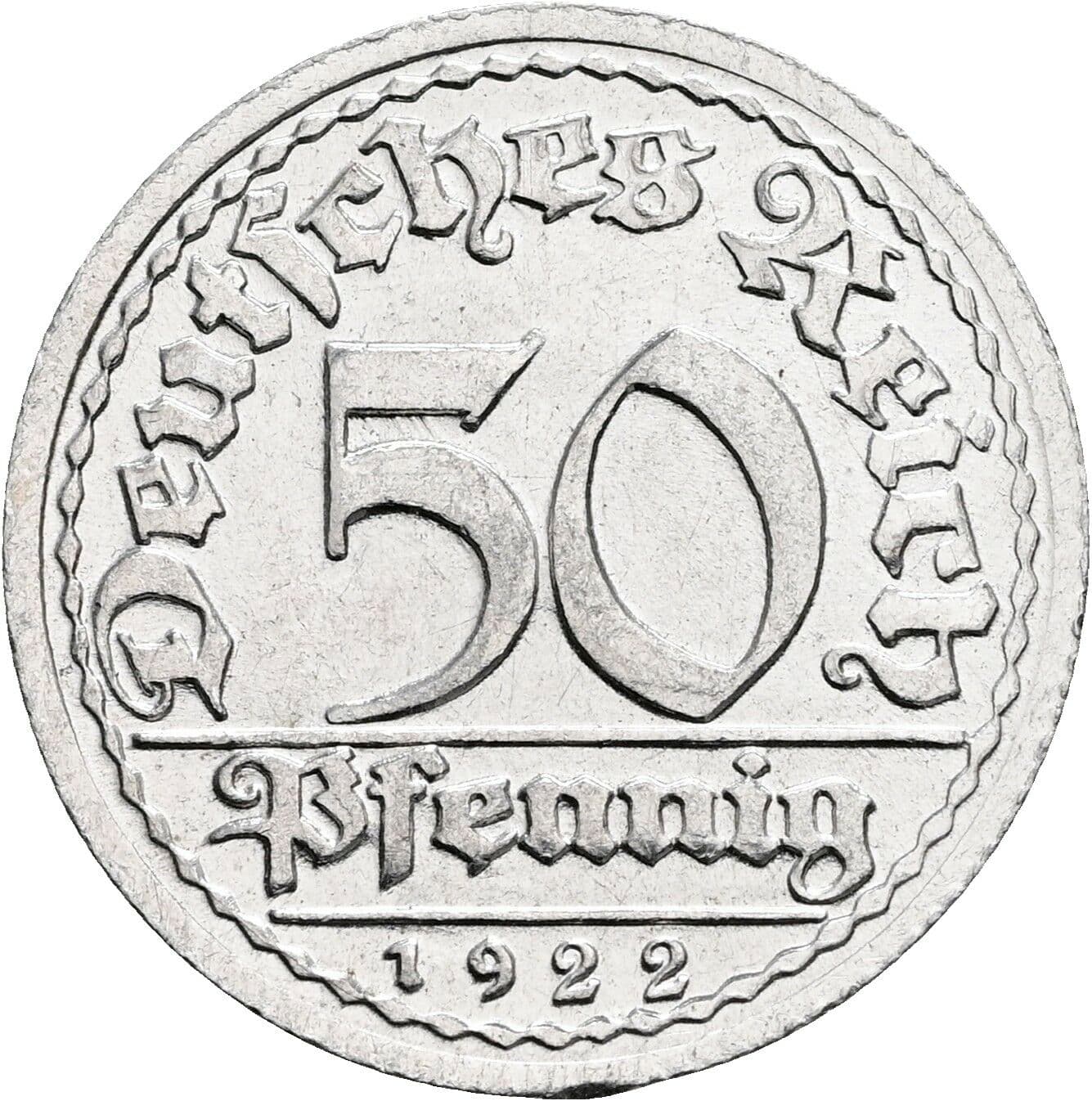 50 Pfennig 1922 G – Vorderseite