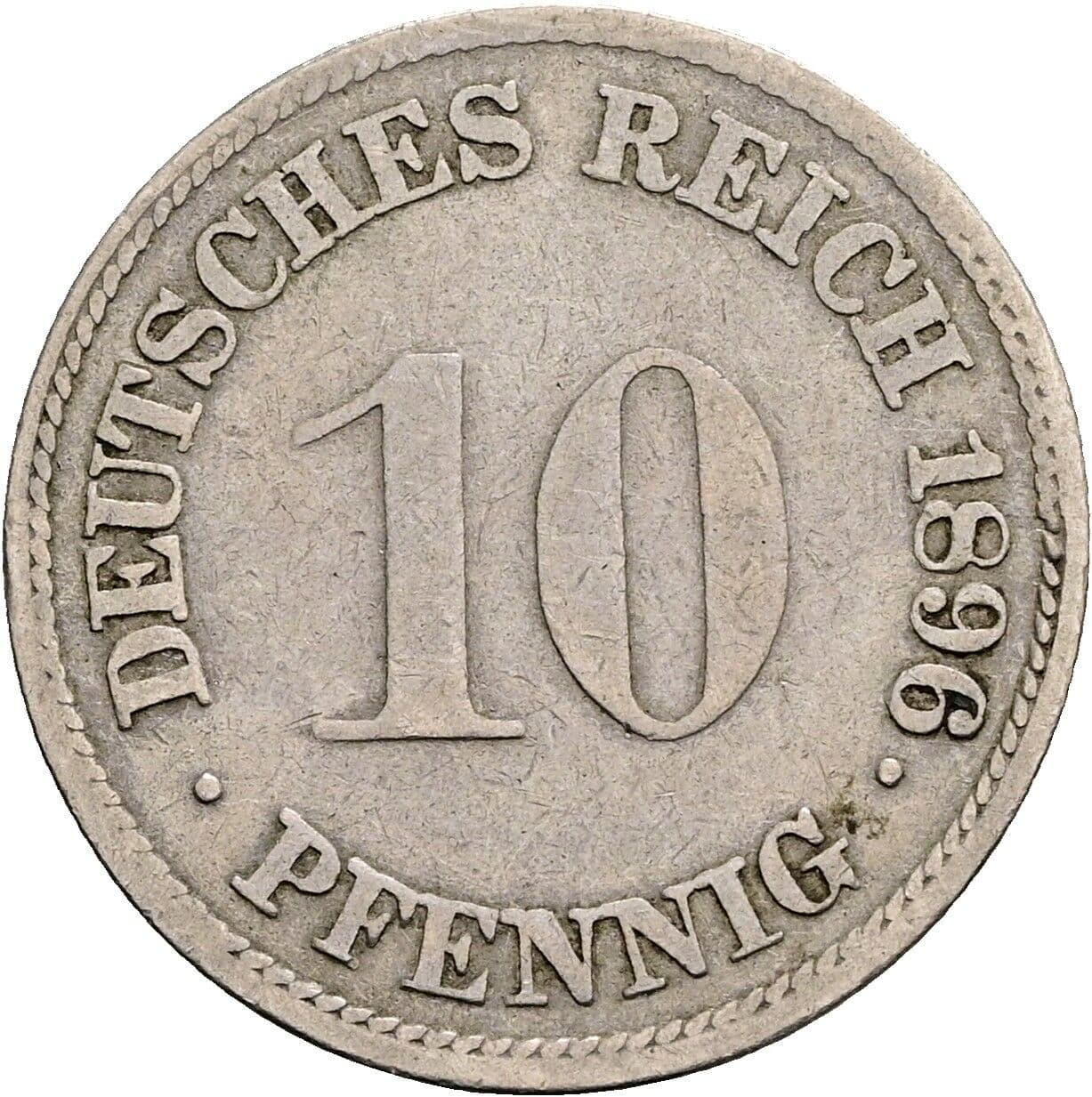 10 Pfennig 1896 G – Vorderseite