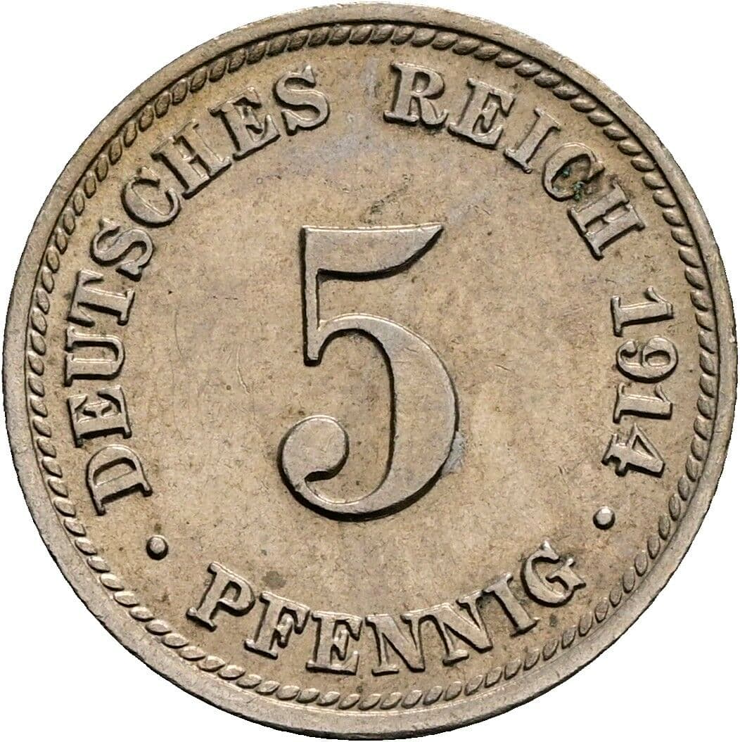 5 Pfennig 1914 D – Vorderseite