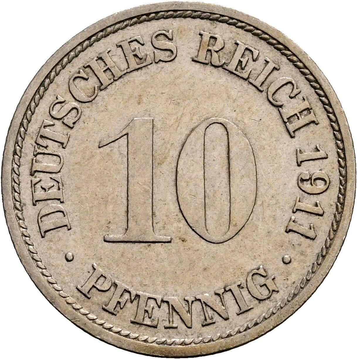 10 Pfennig 1911 F – Vorderseite