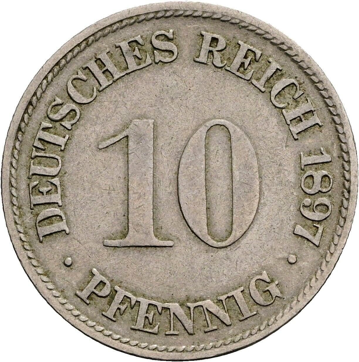 10 Pfennig 1897 G – Vorderseite