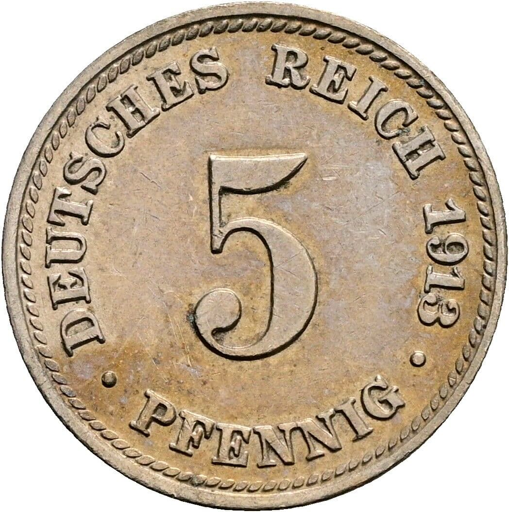 5 Pfennig 1913 D – Vorderseite