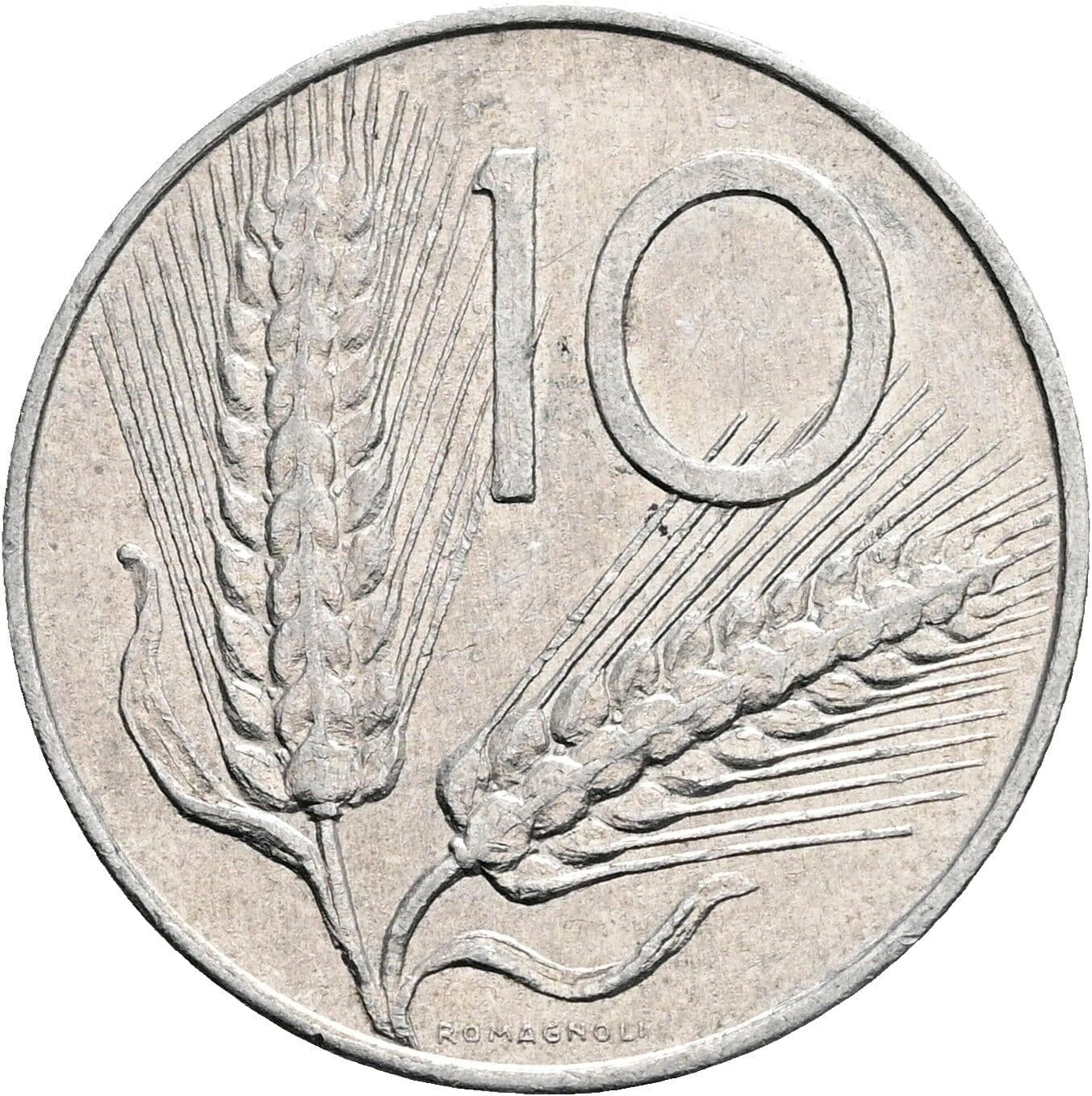 10 Lire 1974 – Vorderseite