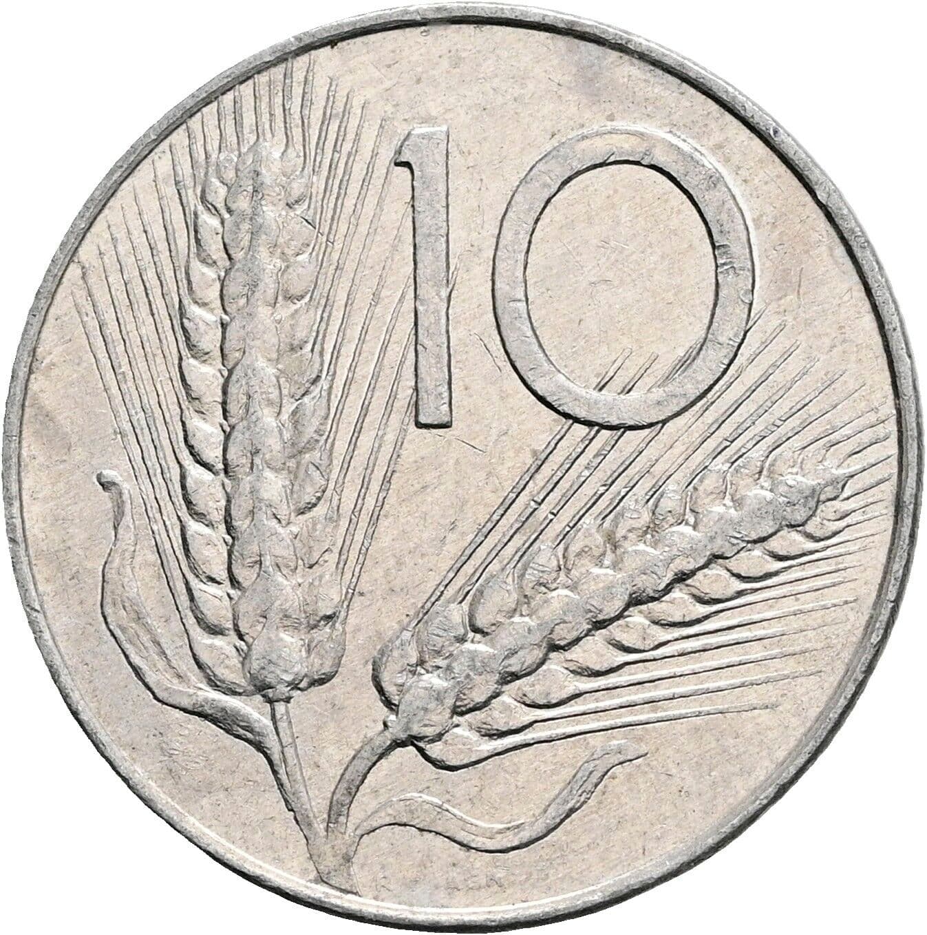 10 Lire 1975 – Vorderseite