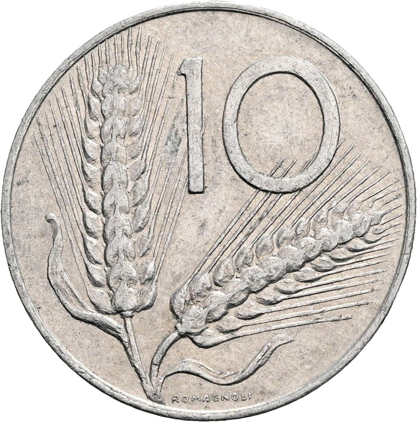 10 Lire 1974 – Vorderseite