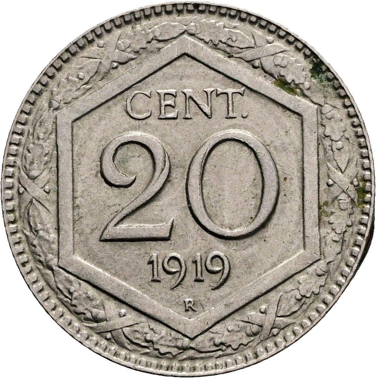 20 Centesimi Victor Emmanuel III. (1900-1946) 1919 – Vorderseite