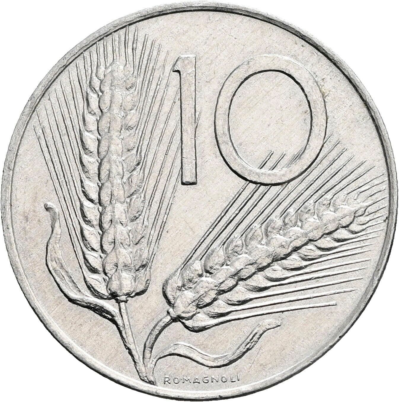10 Lire 1975 – Vorderseite