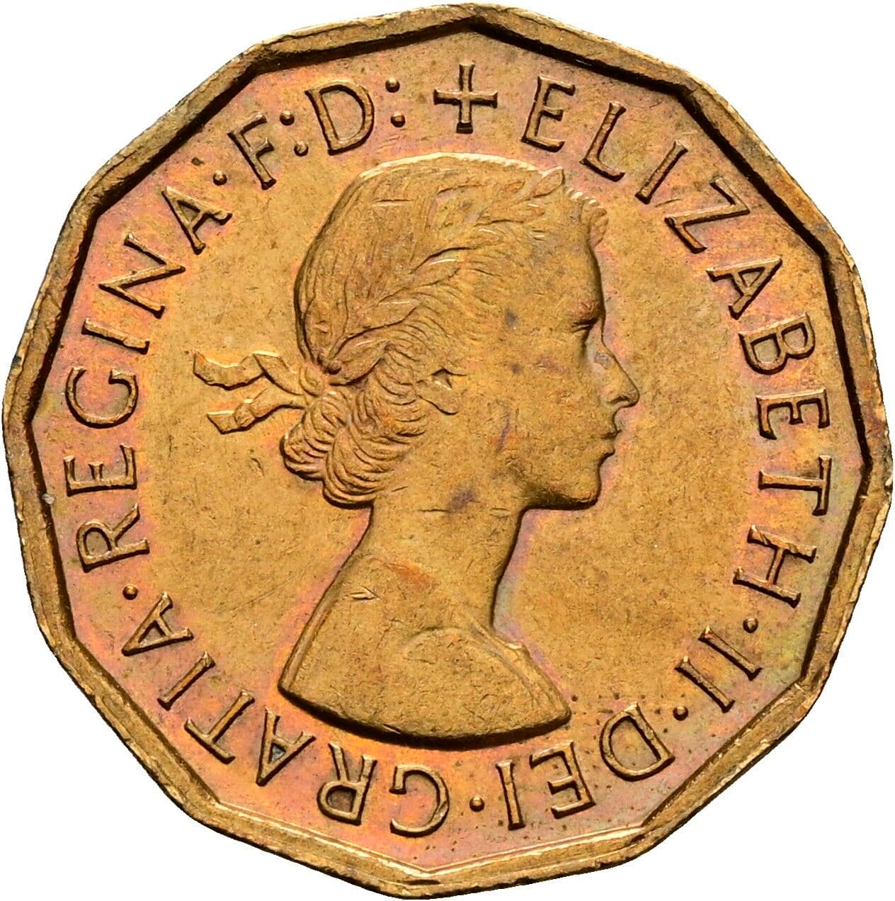 3 Pence Elisabeth II. 1952-2022 1967 – Vorderseite