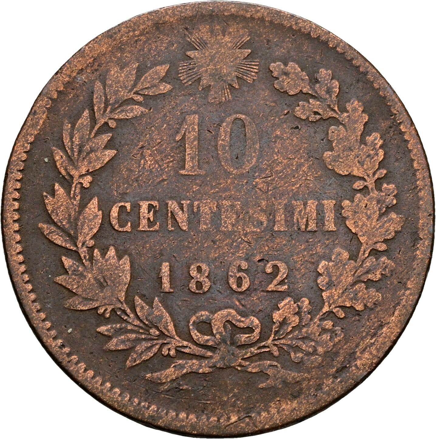 10 Centesimi Vittorio Emanuele II. 1861-1878 1862 – Vorderseite