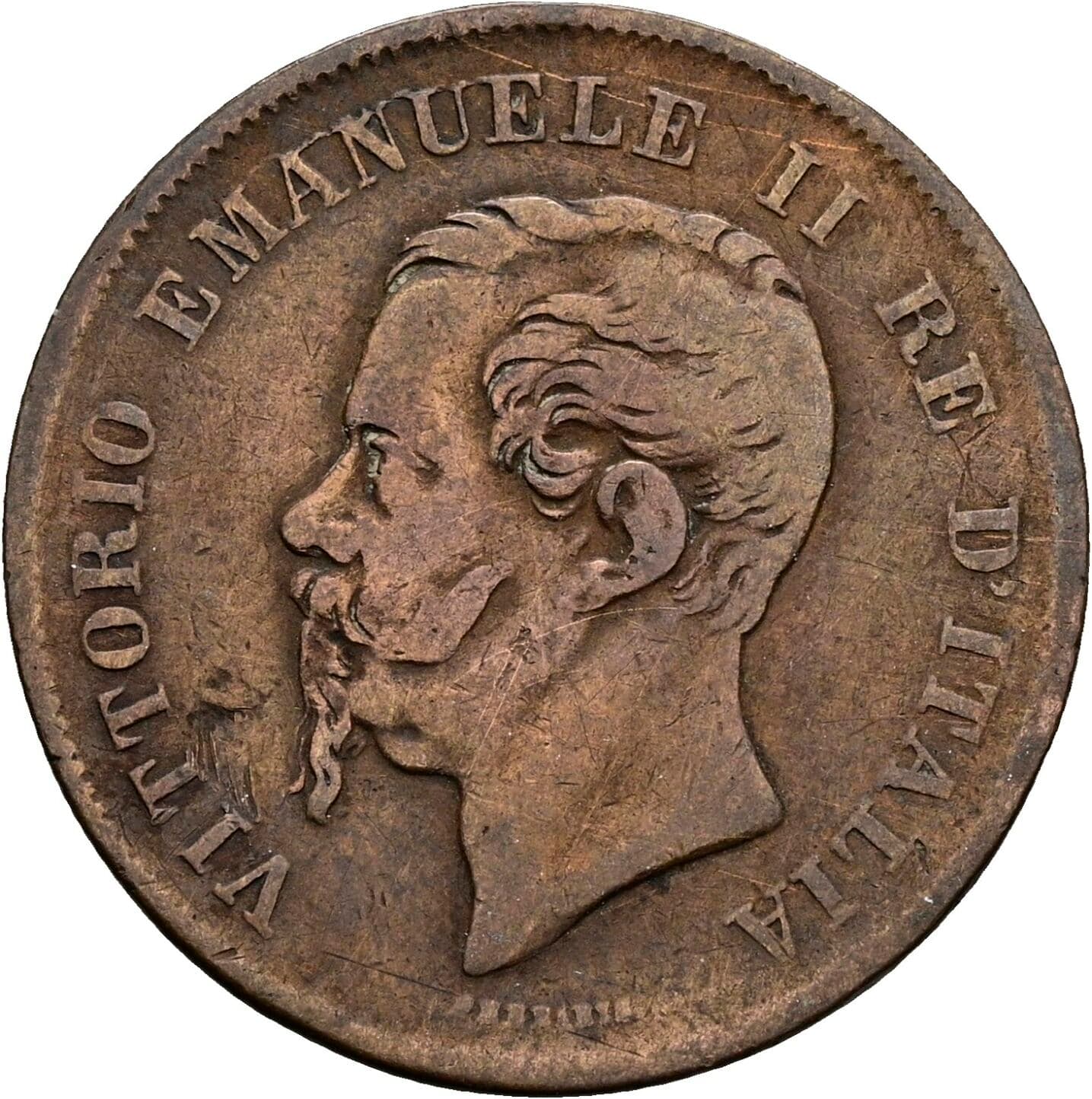 5 Centesimi Vittorio Emanuele II. 1861-1878 1861 N – Vorderseite