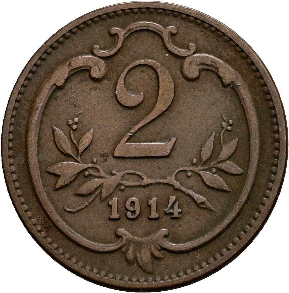 2 Heller Franz Joseph I. 1848-1916 1914 – Vorderseite
