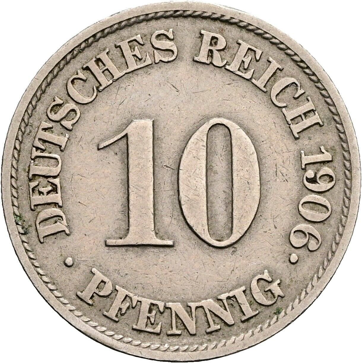 10 Pfennig 1906 J – Vorderseite