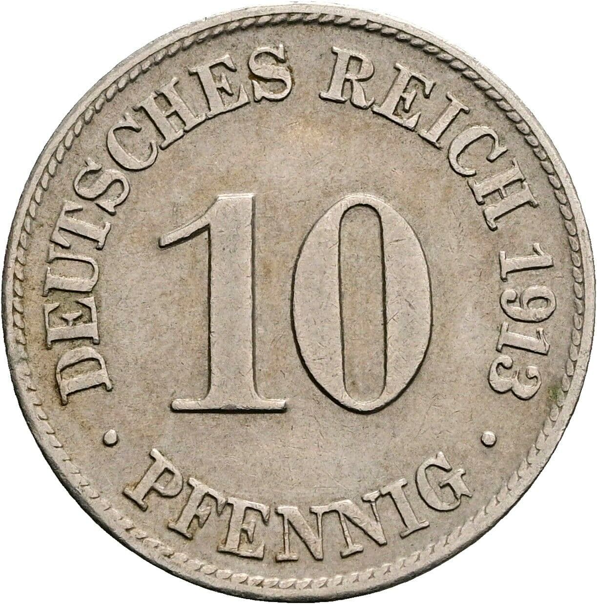 10 Pfennig 1913 D – Vorderseite