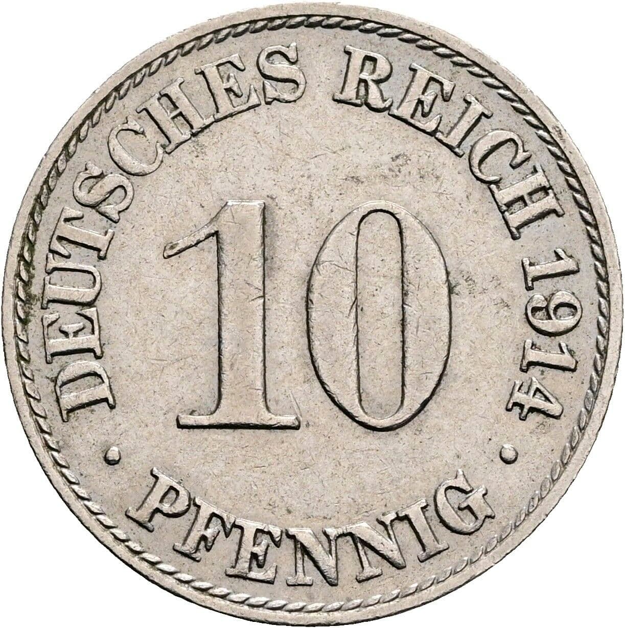 10 Pfennig 1914 A – Vorderseite