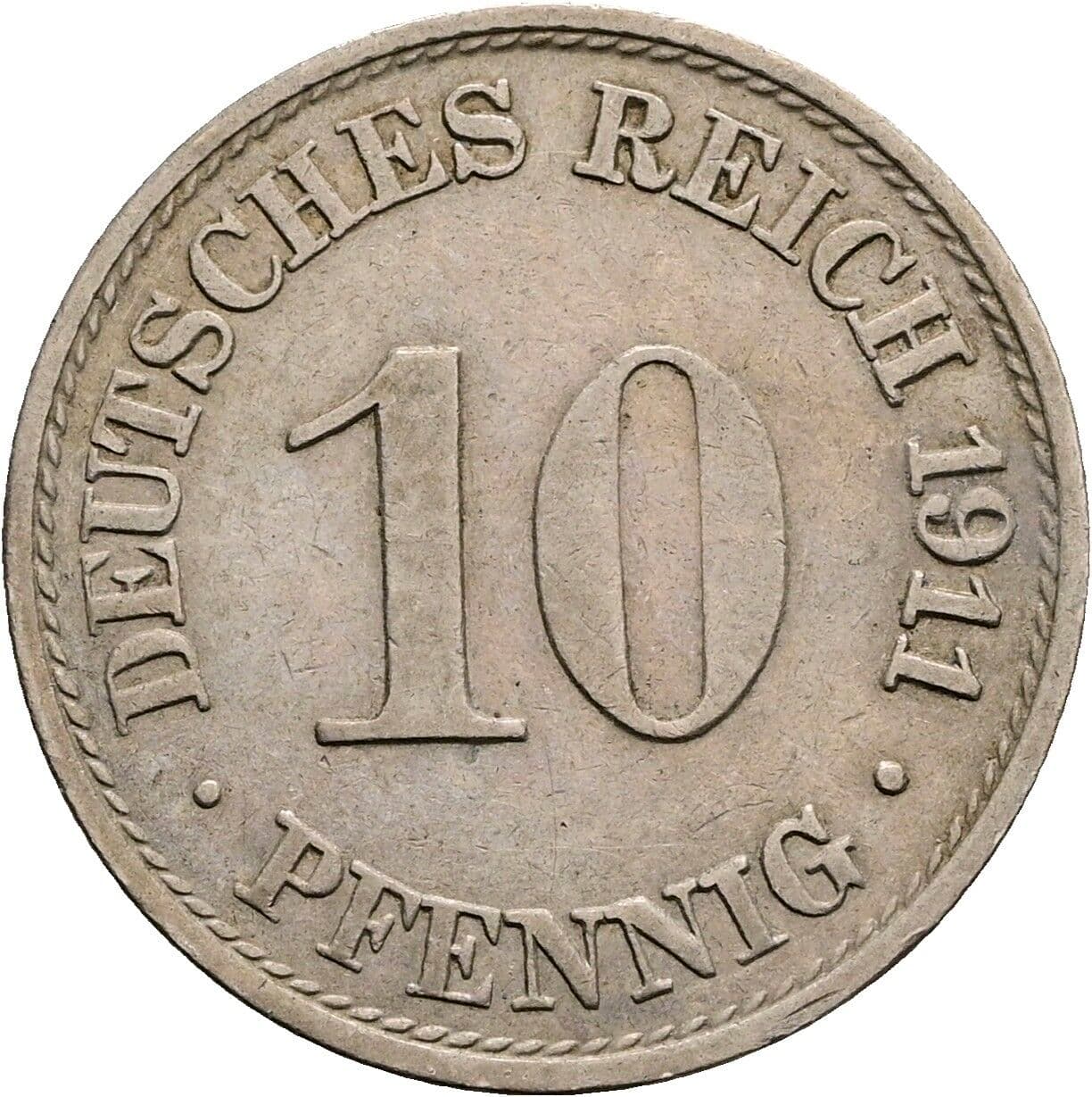 10 Pfennig 1911 A – Vorderseite