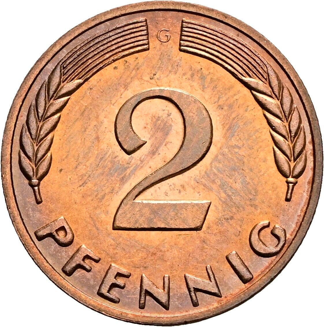 2 Pfennig 1965 G – Vorderseite