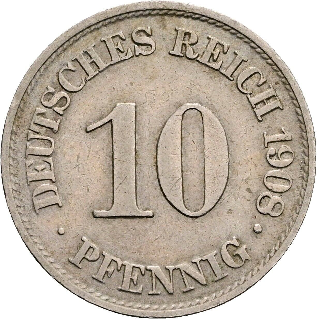 10 Pfennig 1908 A – Vorderseite