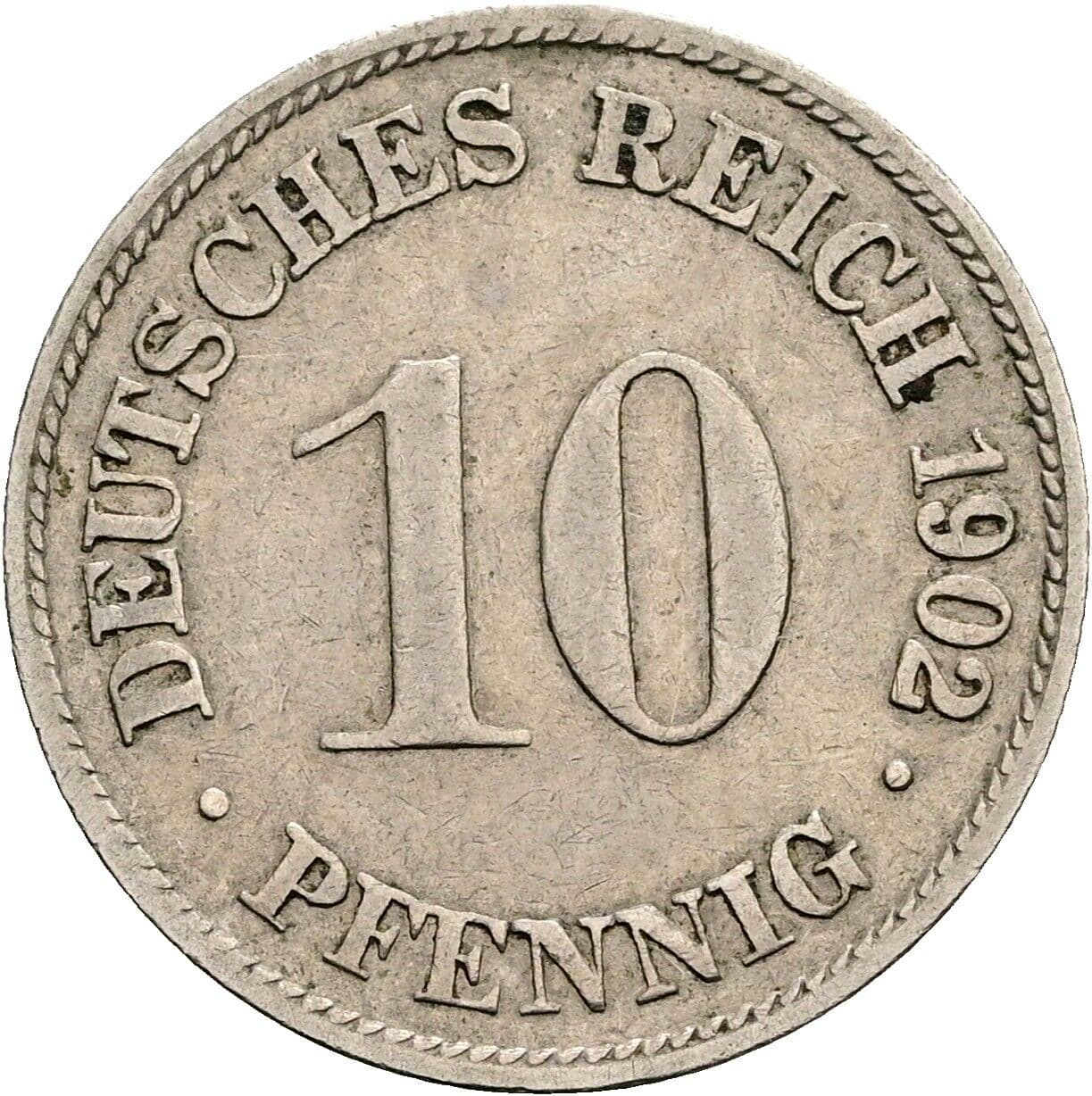 10 Pfennig 1902 D – Vorderseite