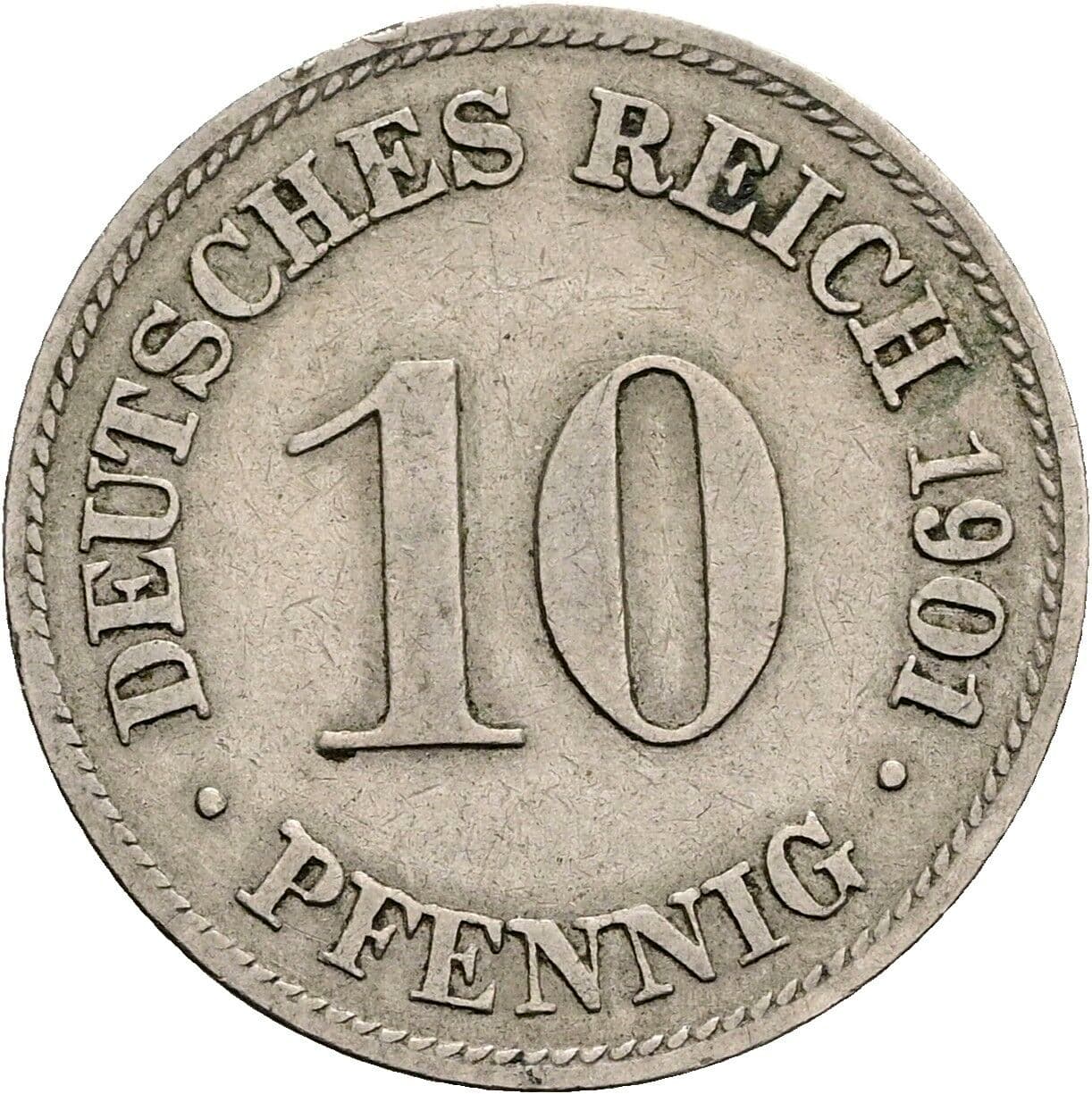 10 Pfennig 1901 D – Vorderseite
