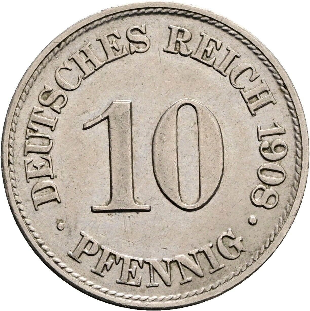 10 Pfennig 1908 A – Vorderseite