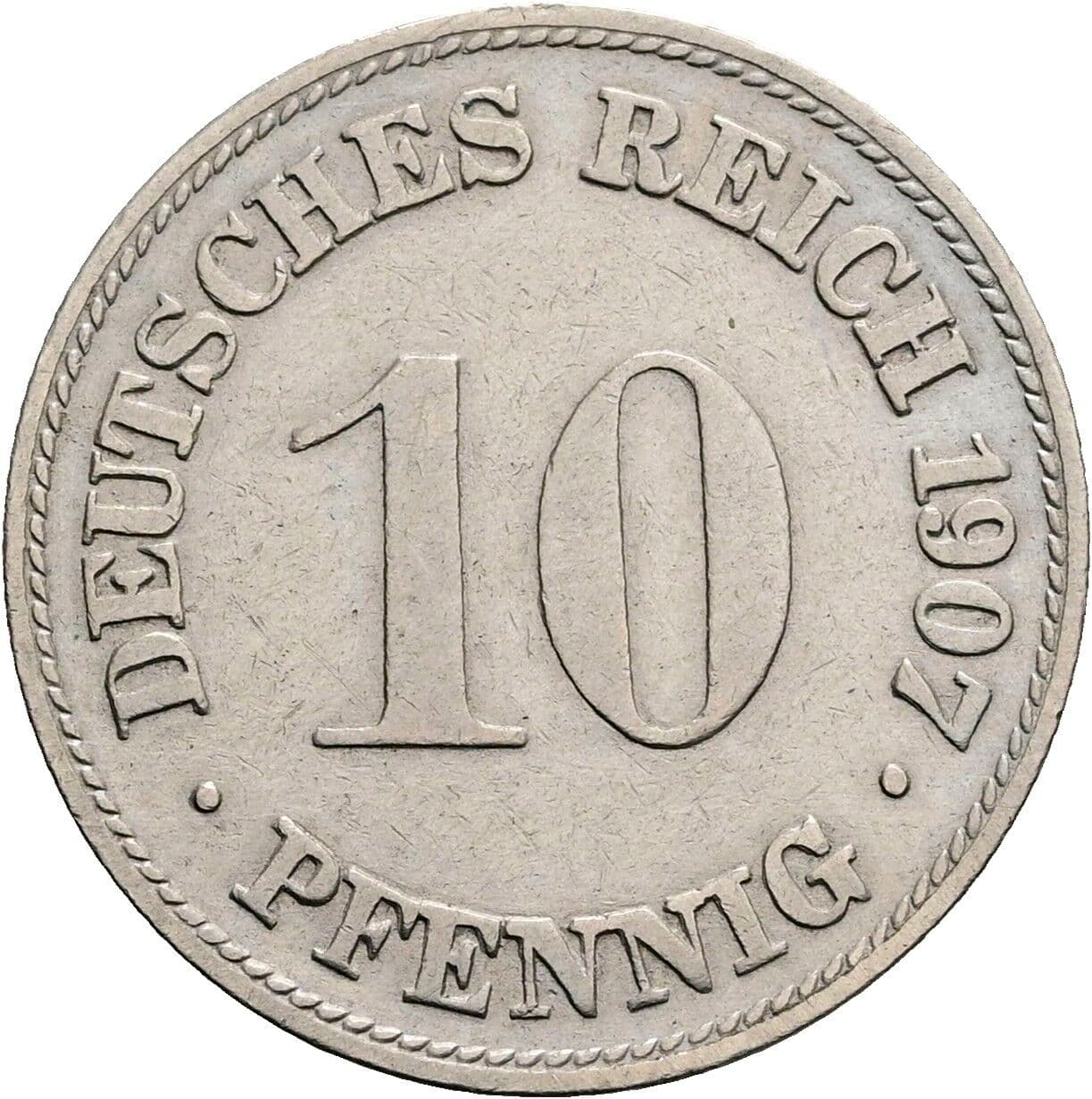 10 Pfennig 1907 D – Vorderseite