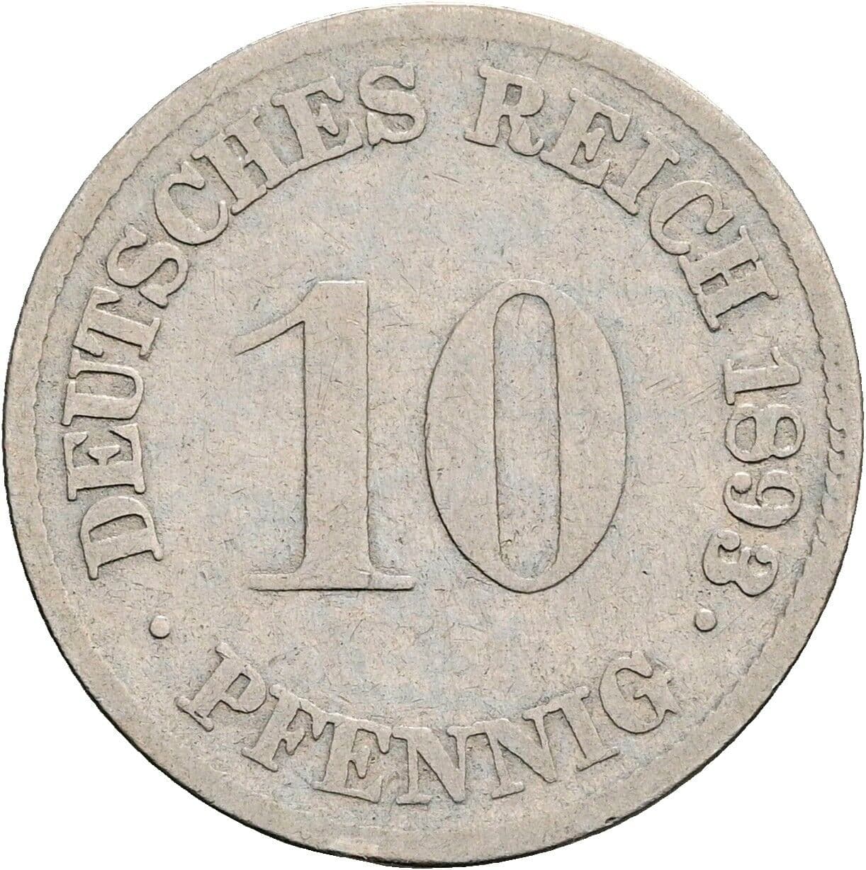 10 Pfennig 1893 G – Vorderseite