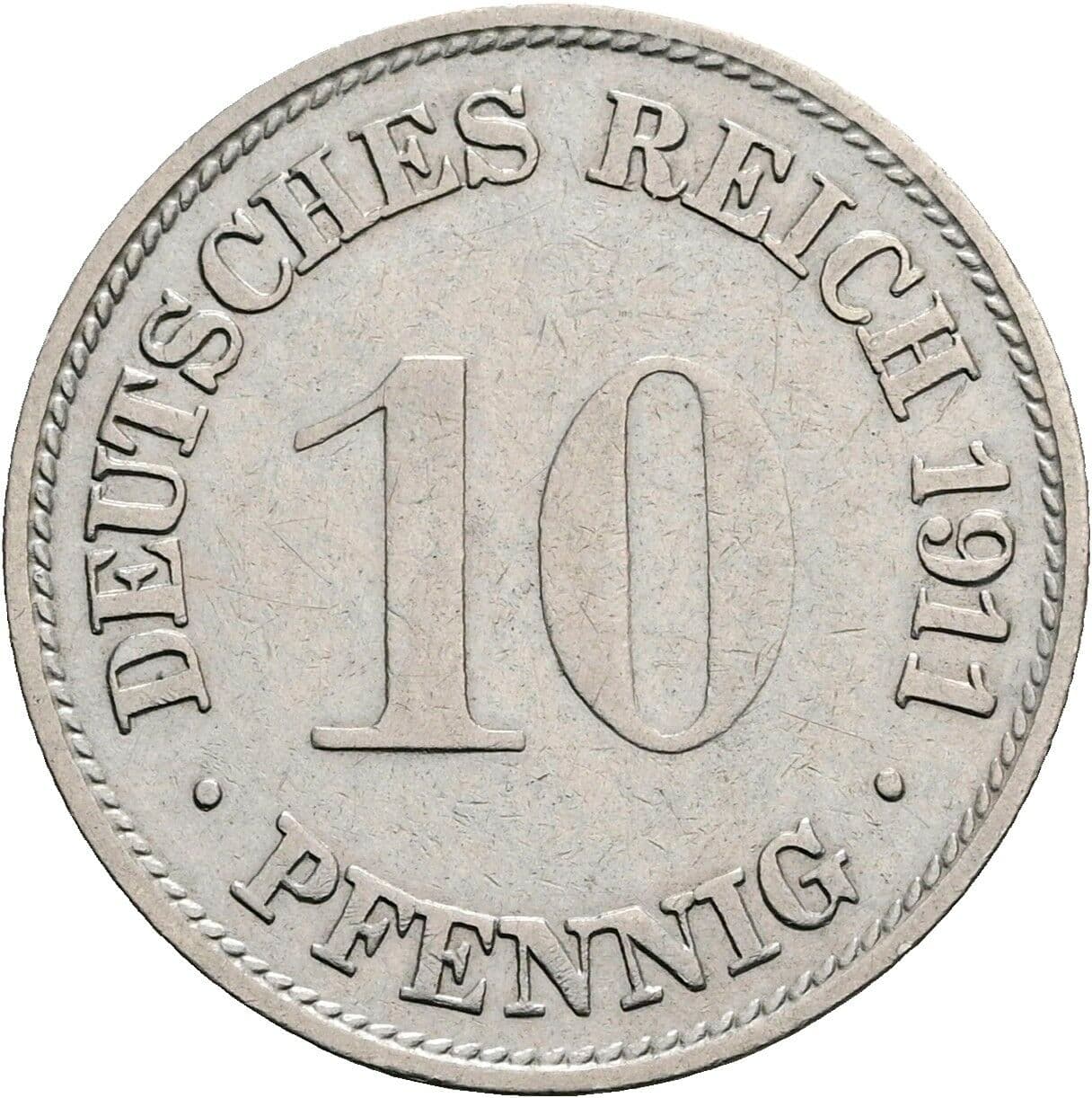 10 Pfennig 1911 G – Vorderseite