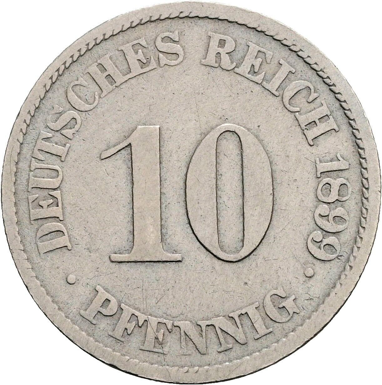 10 Pfennig 1899 J – Vorderseite
