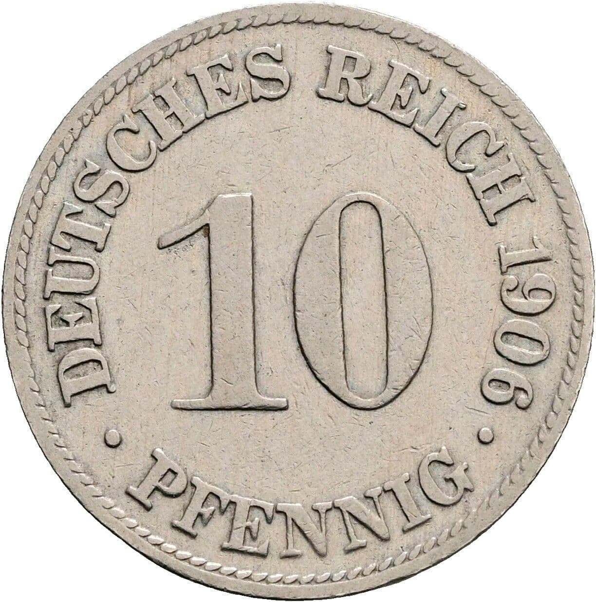 10 Pfennig 1906 D – Vorderseite
