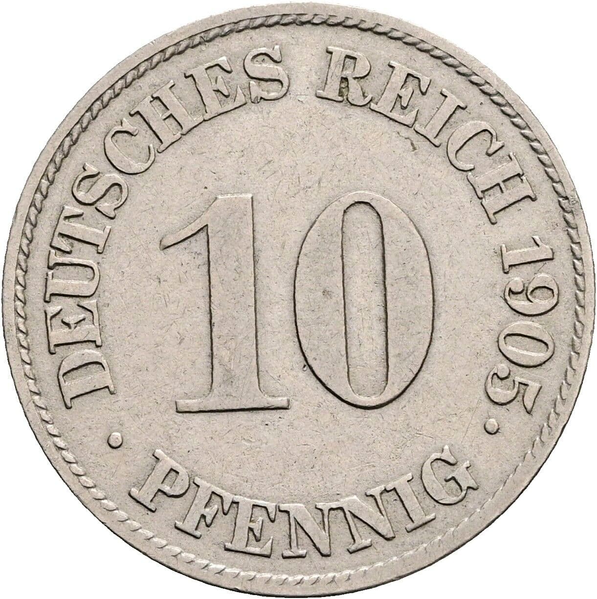 10 Pfennig 1905 J – Vorderseite