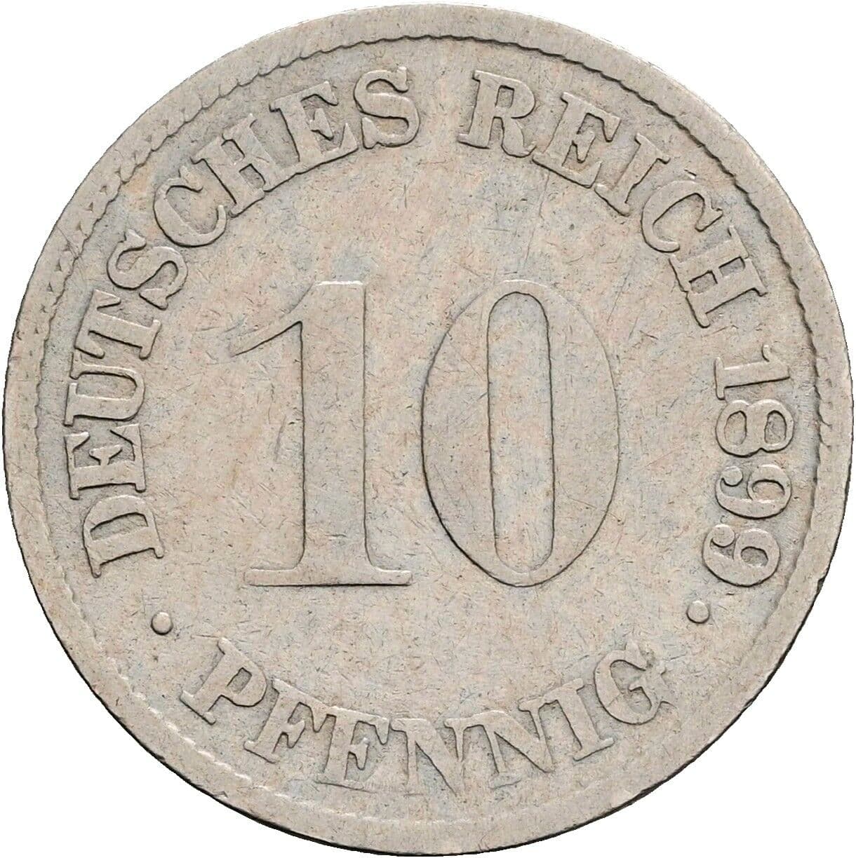 10 Pfennig 1899 G – Vorderseite