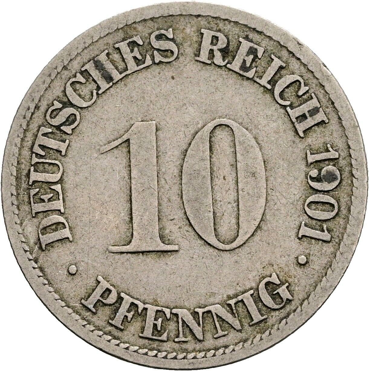 10 Pfennig 1901 G – Vorderseite