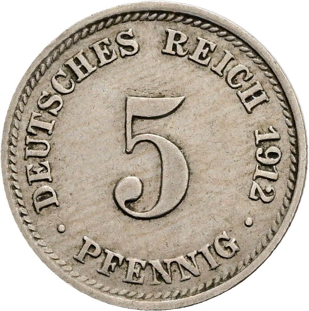 5 Pfennig 1912 D – Vorderseite