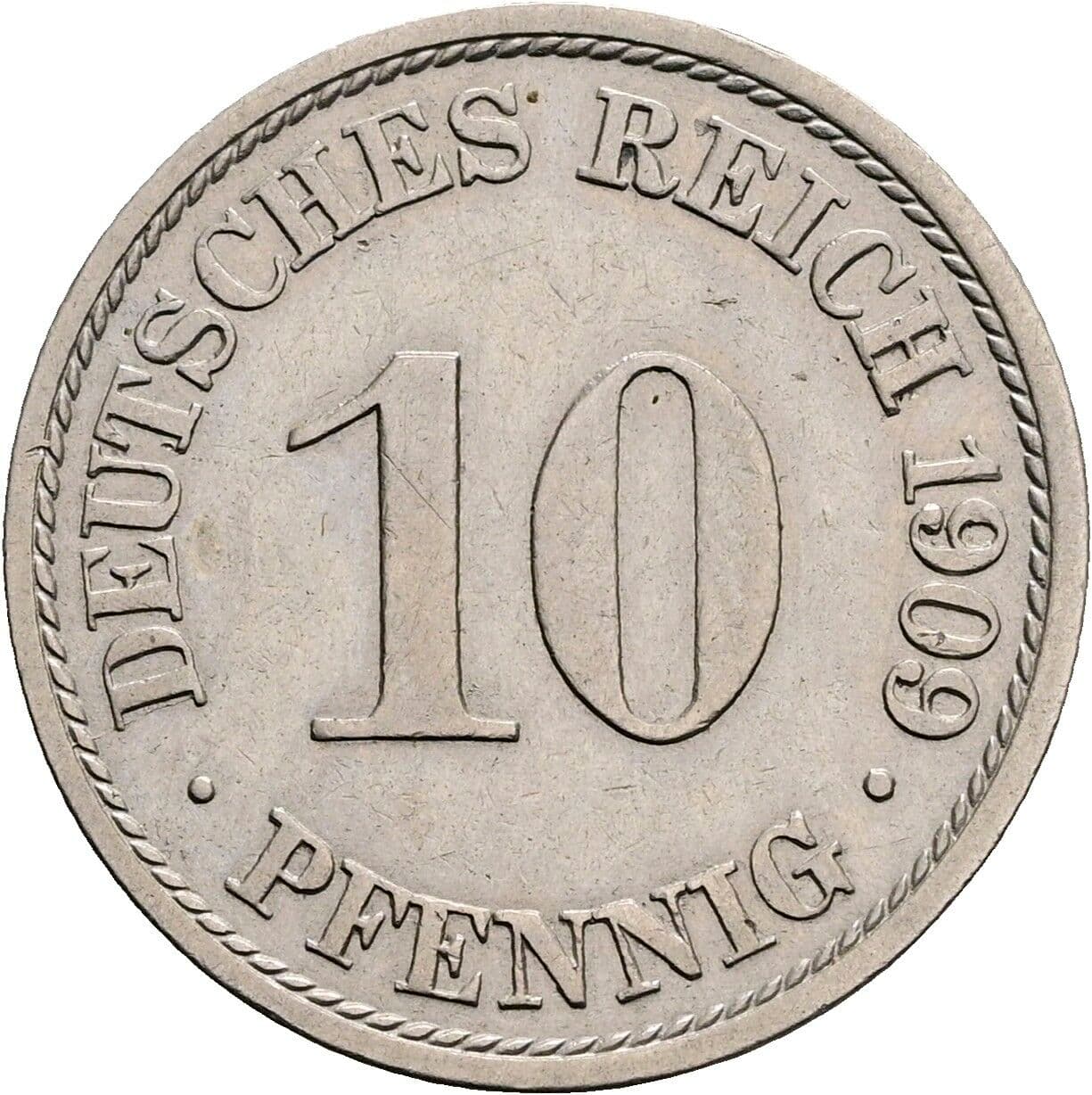 10 Pfennig 1909 A – Vorderseite