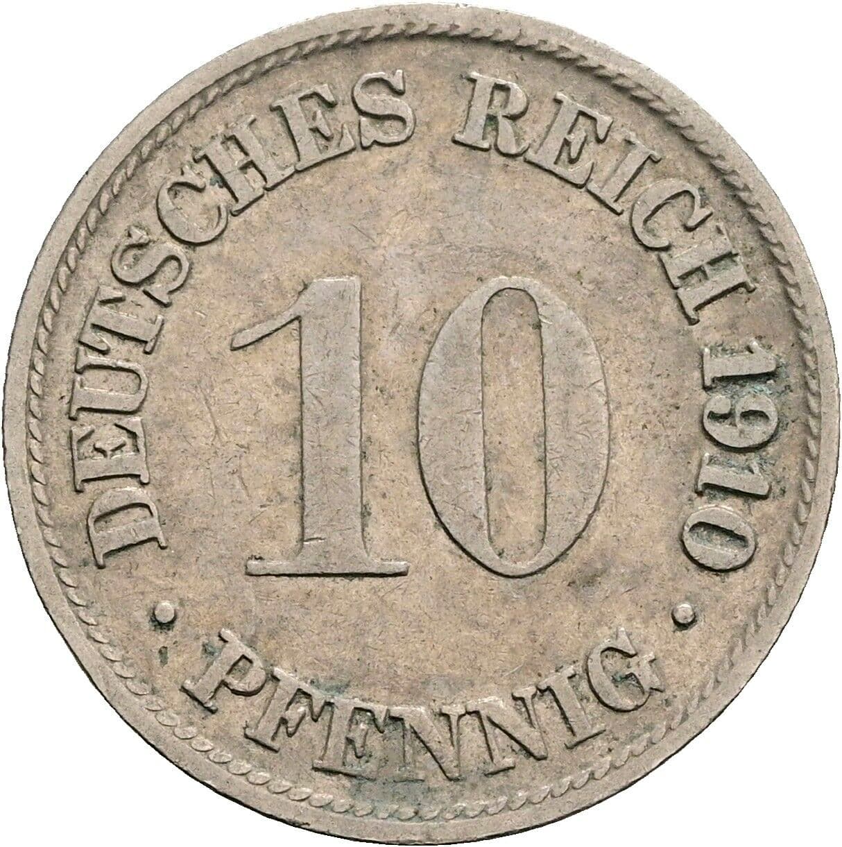 10 Pfennig 1910 F – Vorderseite