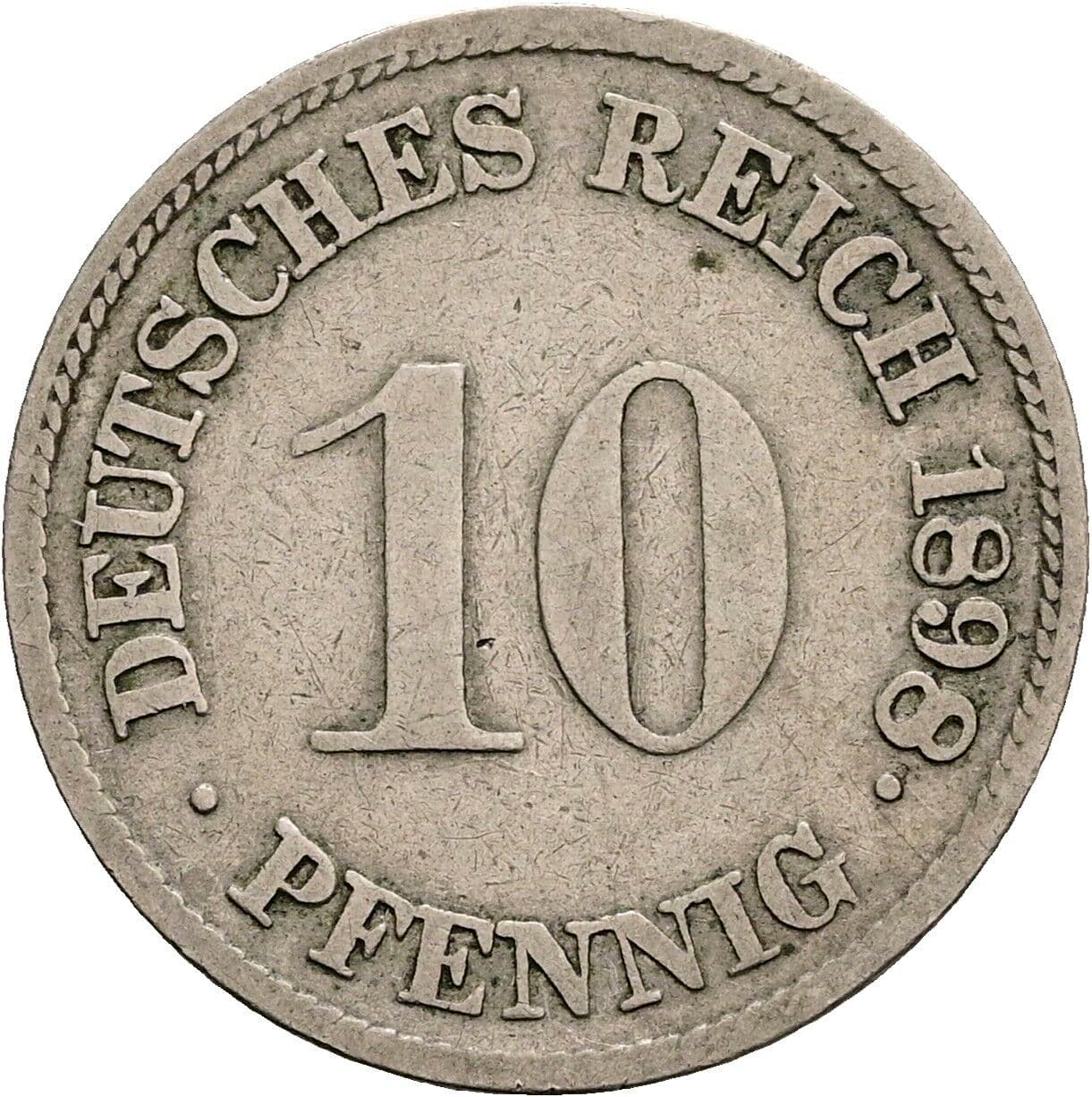 10 Pfennig 1898 G – Vorderseite