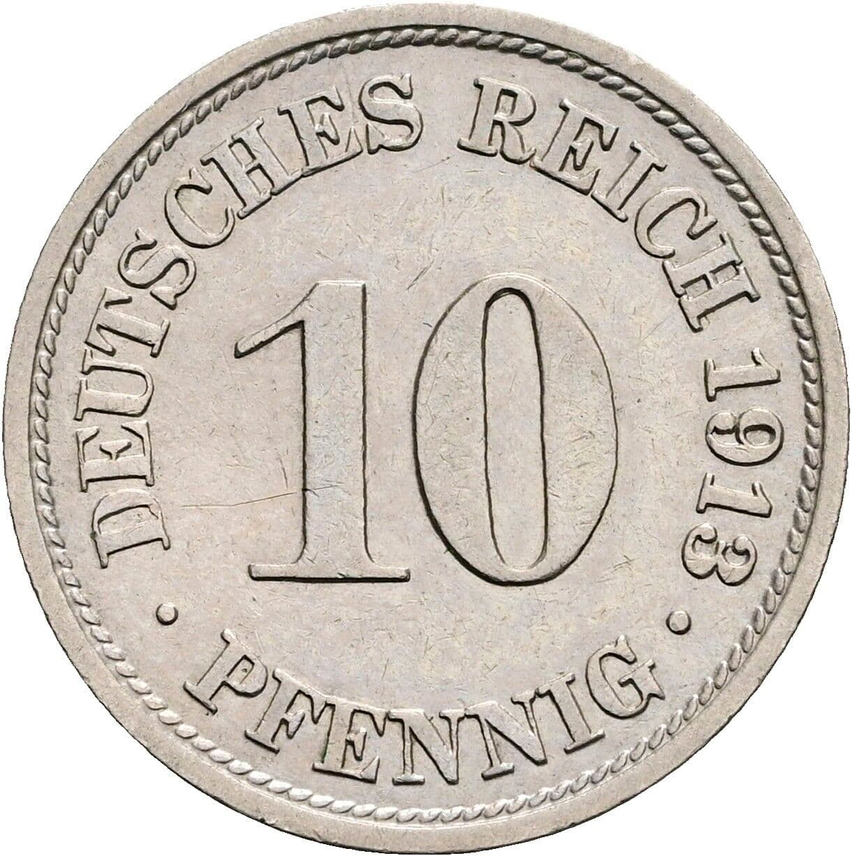 10 Pfennig 1913 F – Vorderseite